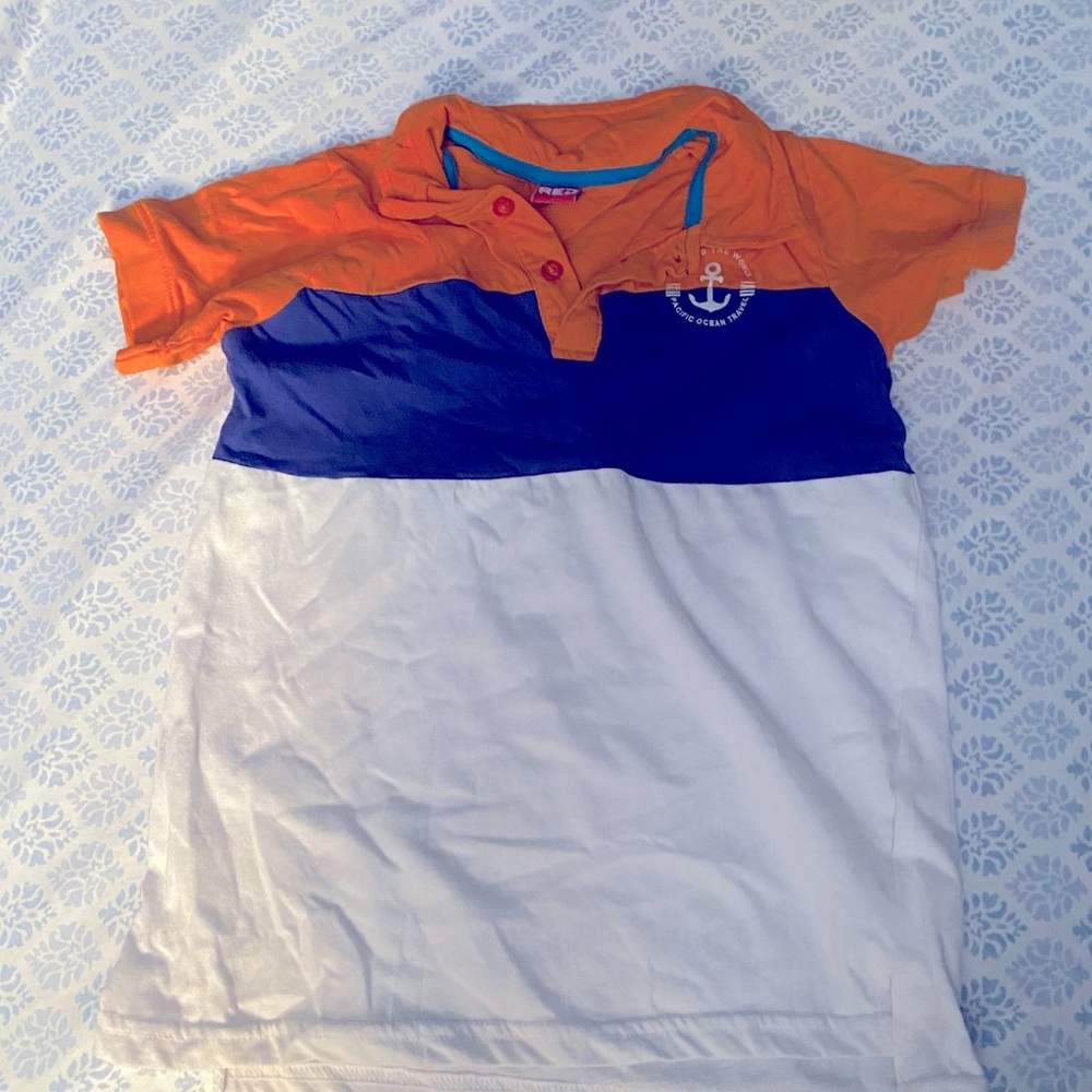 Red Shore Kids Size 8, Blue/Orange/White Polo!
